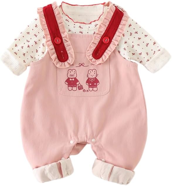Red Lace Overalls & Polka Dot Top Set for Baby Girls 100% Cotton 73/6-12M 80/12-18M 90/18-24M 100/2-3Y