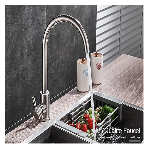 Robinet de vanité de salle de bain moderne mitigeur cuisine inox - 5