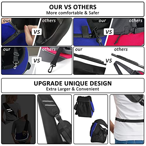 Image of Gloppie Small Dog Sling Carrier for 5lb Dogs Breathable Puppy Sling Hands Free Travel Cat Carrier Klein Blue S