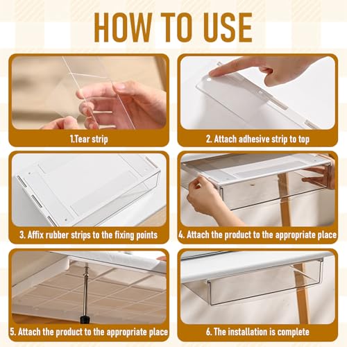 Ehuihuan 1 Stück Schublade Unter Schreibtisch, 24x21x7cm Selbstklebende Schublade, Unter Schreibtisch Aufbewahrungsbox, Versteckte Schreibtischschublade für Büro Schule Zuhause (Mattes Schwarz,L)