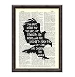 HighVibeDen Eagle Inspirational Quote DICTIONARY ART PRINT - Original Upcycled Vintage Wall Decor Dictionary Page Book Art - Handmade Decor Gift - Unframed