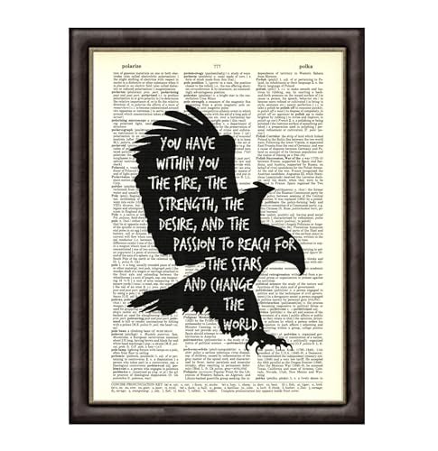 HighVibeDen Eagle Inspirational Quote DICTIONARY ART PRINT - Original Upcycled Vintage Wall Decor Dictionary Page Book Art - Handmade Decor Gift - Unframed