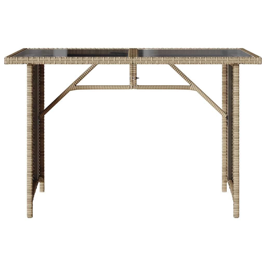 Mesa de jardín Superficie de Vidrio ratán PE Beige 110x68x70 cm Beige,366353