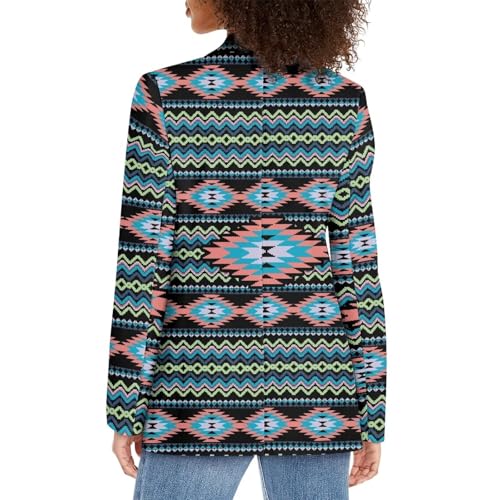 Southwest Ethnic Aztec Geometric Casual Hawaiian Blazers Women's Lapel One Button Blazers Vacation Outfits3