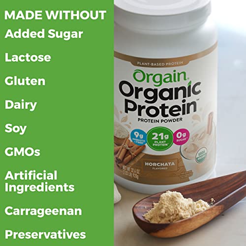 Orgain Organic Vegan Protein Powder, Horchata - 21G Of Plant Based Protein, Low Net Carbs, Gluten Free, Lactose No Sugar Added, Soy Kosher, Non-Gmo, 2.03 Lb #TOP4
