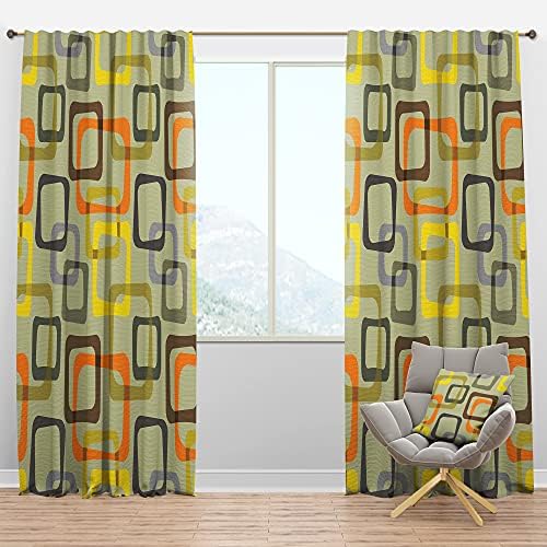 DesignQ Blackout Curtains 'Retro Square Design VII' Curtains for Bedroom, Curtains for Living Room, Curtains & Drapes - Thermal Insulated -Single Panel -52x84