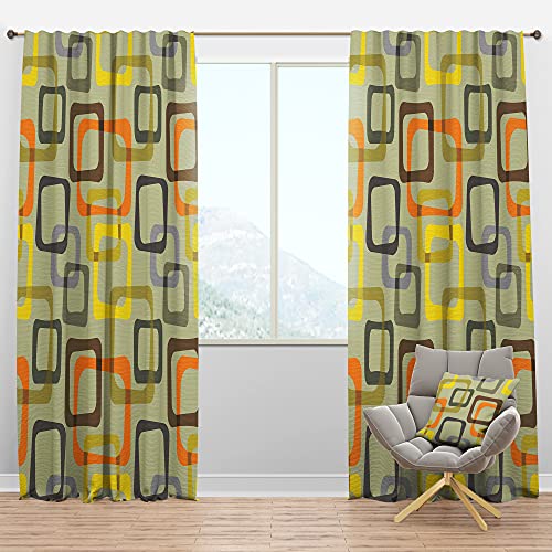 DesignQ Blackout Curtains 'Retro Square Design VII' Curtains for Bedroom Curtains for Living Room Curtains & Drapes