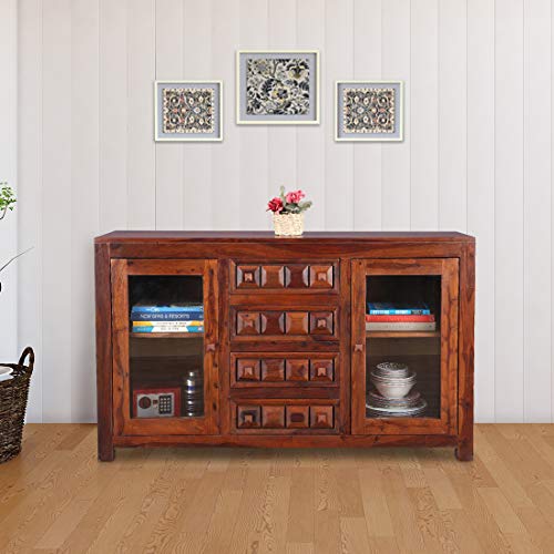 HomeTown Woodrow Solid Wood Storage Sideboard in Honey Colour