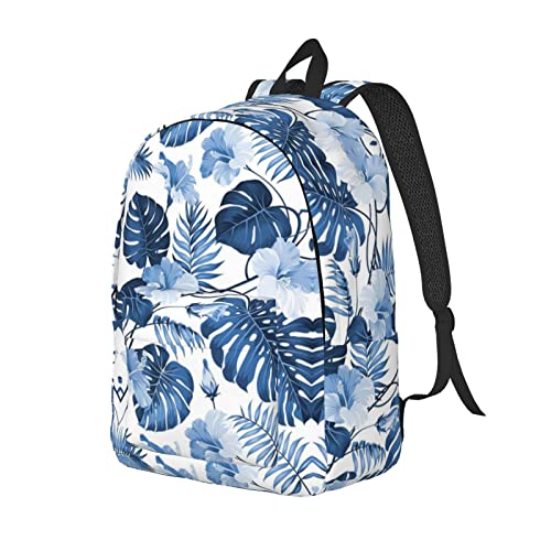 Sac à dos ordinateur portable M grand modèle imprimé fleuri bleu