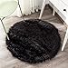 YQZS Moquette di Peluche,Fluffy Moquette Tappeto di Lana Finta Tappeto Peluche Rotondo Peluche casa Camera da Letto Cuscino Comodino Cuscino Finestra,Nero,110 * 110 cm
