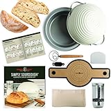 Nordic Ware Simply Sourdough™ Complete Bread Baking Kit BAKING PAN INCLUDED, Dual use Banneton lid, 22pg Guide book w/Recipes, Danish Whisk, Starter Jar, Cutter, Lifting Mat, Scraper, Cotton Liner