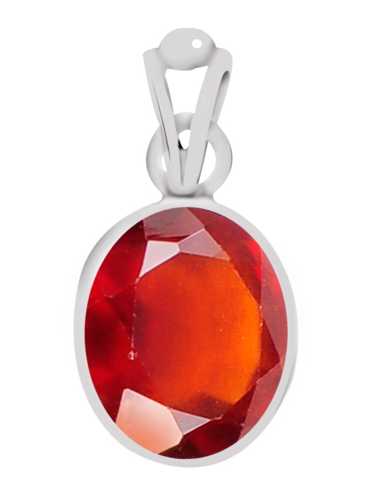 clara Certified Gomed (Hessonite) 5.5cts or 6.25ratti Silver Pendant for Men & Women-picture-21