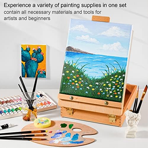 Acrylic Painting Set, Shuttle Art 59 Pack Professional Painting Supplies with Wood Tabletop Easel, 30 Colors Acrylic Paint, Canvas, Brushes, Palette, Complete Painting Kit for Kids, Adults, Artists 7 51Qa2mMKdJL. AC