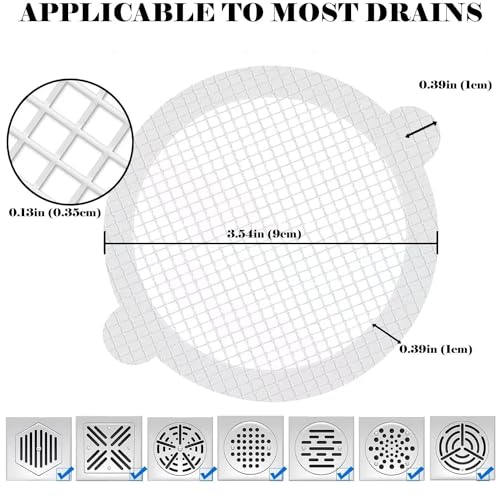 Image of Rushwak Round Disposable Shower Drain Hair Catcher, Shower Drain Cover, Floor Sink Strainer Filter Mesh with Stickers for Bathroom, Bathtub, and Kitchen