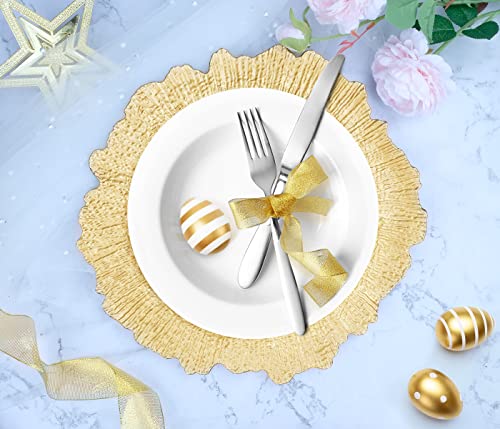 Babenest Gold Reef Charger Plates, 12 Pcs 13 Inch Table Chargers For Dinner Plates, Plastic Decorative Charger Service Plates For Holiday Wedding Event (Reef, Gold) #TOP6