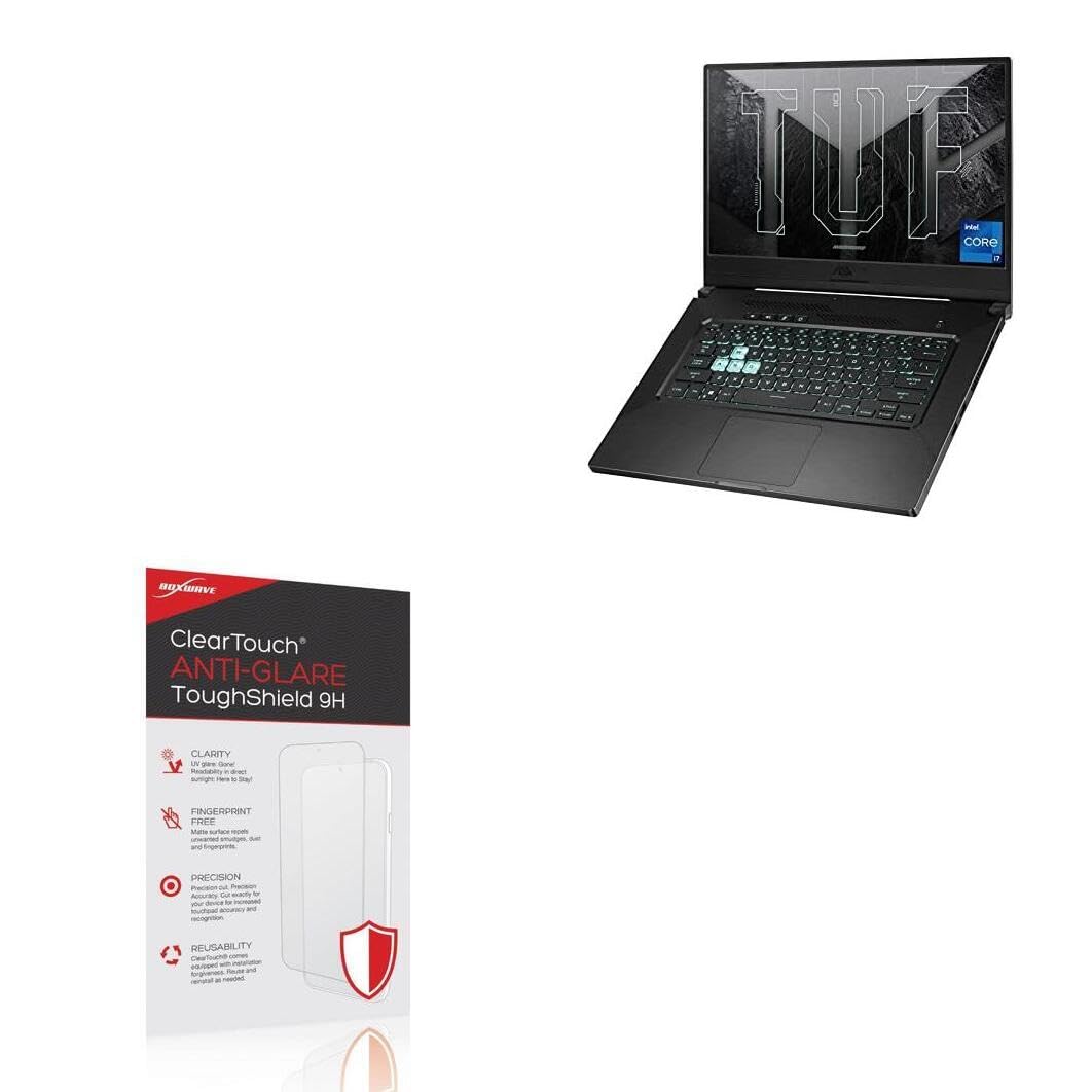 BoxWave Screen Protector Compatible With ASUS TUF Dash 15 FX517ZM-AS73 (15.6 in) - ClearTouch Anti-Glare ToughShield 9H (2-Pack), Anti-Glare 9H Tough Flexible Film Screen Protector