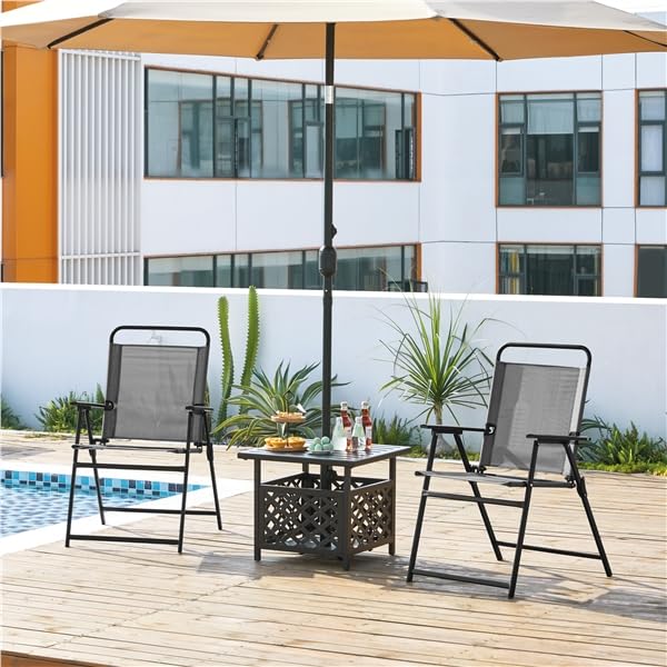 Yaheetech Lot de 4 Chaise de Jardin Extérieur Chaise Pliante Camping Portable Tissu en Polyester Respirant et Robuste Gris