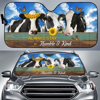 Couverture pare-brise voiture contre le givre matinal motif champêtre vaches et tournesols M