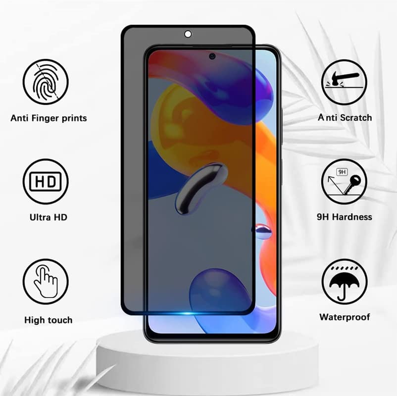 Image of Anti-Spy Privacy Tempered Glass Screen Protector Compatible For Poco M4 5G Cellphone (6.58 Inch) (Black,Pack Of 1) Edge To Edge Coverage Screen Guard With Easy Installation Kit