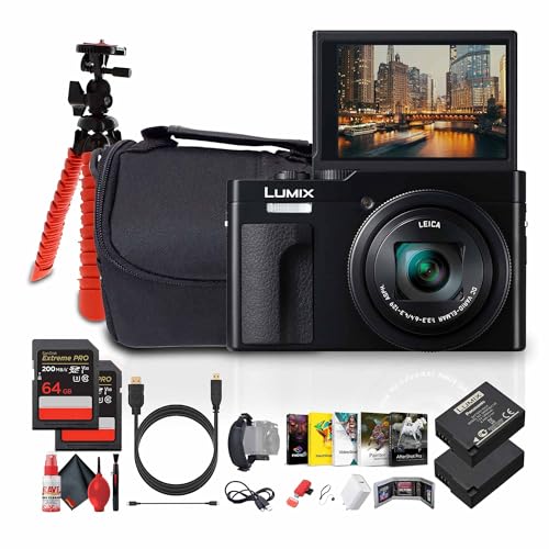 Panasonic TZ99 / ZS99 Point and Shoot �R���p�N�g�g���x���f�W�^���J����(�u���b�N) (DC-TZ99) + �t�H�g�\�t�g�E�F�A + 64GB�������[�J�[�h2�� + DMW-BLG10�o�b�e���[ + �J�����o�b�O + �t