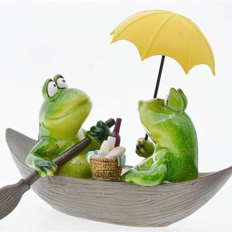 Miniatura 6 de Queemie Estatuas creativas de resina de rana de pareja de navegación, adornos de animales de mascota románticos Fechado Amantes Figuras