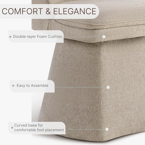 Image of KISLOT Swivel Dining Chairs Modern Desk Chair Upholstered Linen Fabric Side Chair for Kitchen Dining Room Bedroom,Khaki,2 Box