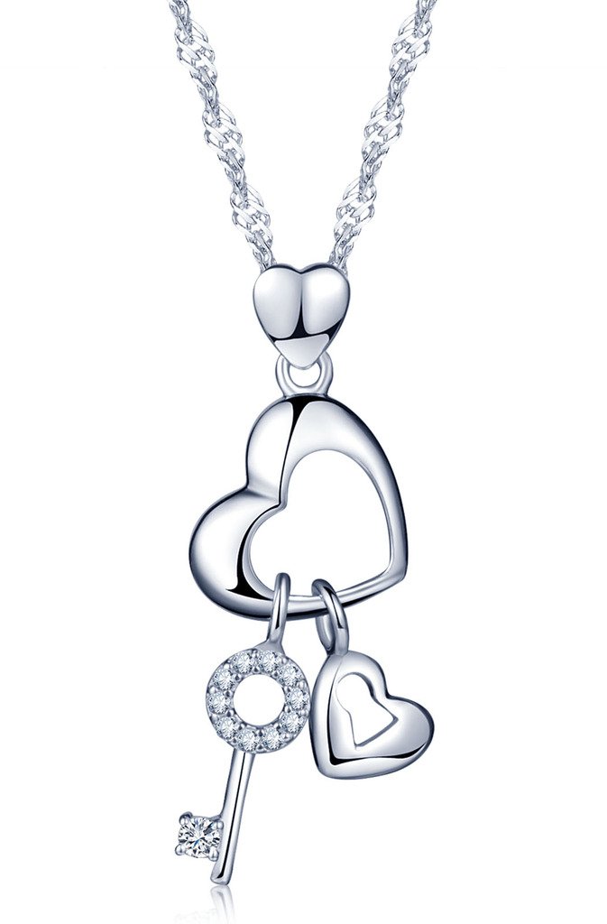Infinite U Collana Cuore In Argento 925 Con Zirconia Cubica | Ciondolo 3,2 Cm, Catena 45 Cm, Regalo Con Sacchetto