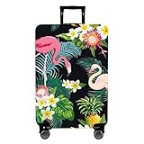 WUJIAONIAO Travel Luggage Cover Baggage Suitcase Cover Protector Skins 18-32 Inch (Flower flamingo, M (for 22-24 inch luggage))