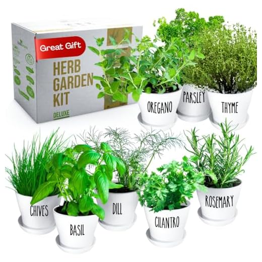 Deluxe Herb Garden Kit - 8 Variety Herbs for Indoor & Outdoor – Get Growing with Pots, Potting Soil for Window Herb Garden. (8 Herb)