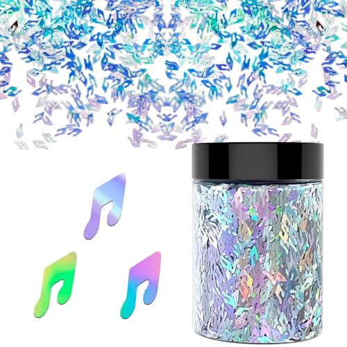 【50g/1.76oz Double Note 6mm】 Holographic Chunky Glitter, LightStone Sparkles Glitter, Bulk Glitter for Crafts Resin, Painting, Nail Art, Hair, Tumblers, Slime, Festival Decor, etc (Laser Silver)