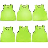 Crown Sporting Goods Pack of 6 Adult Size Sports Scrimmage Pinnies with Mesh Storage Bag (Green)
