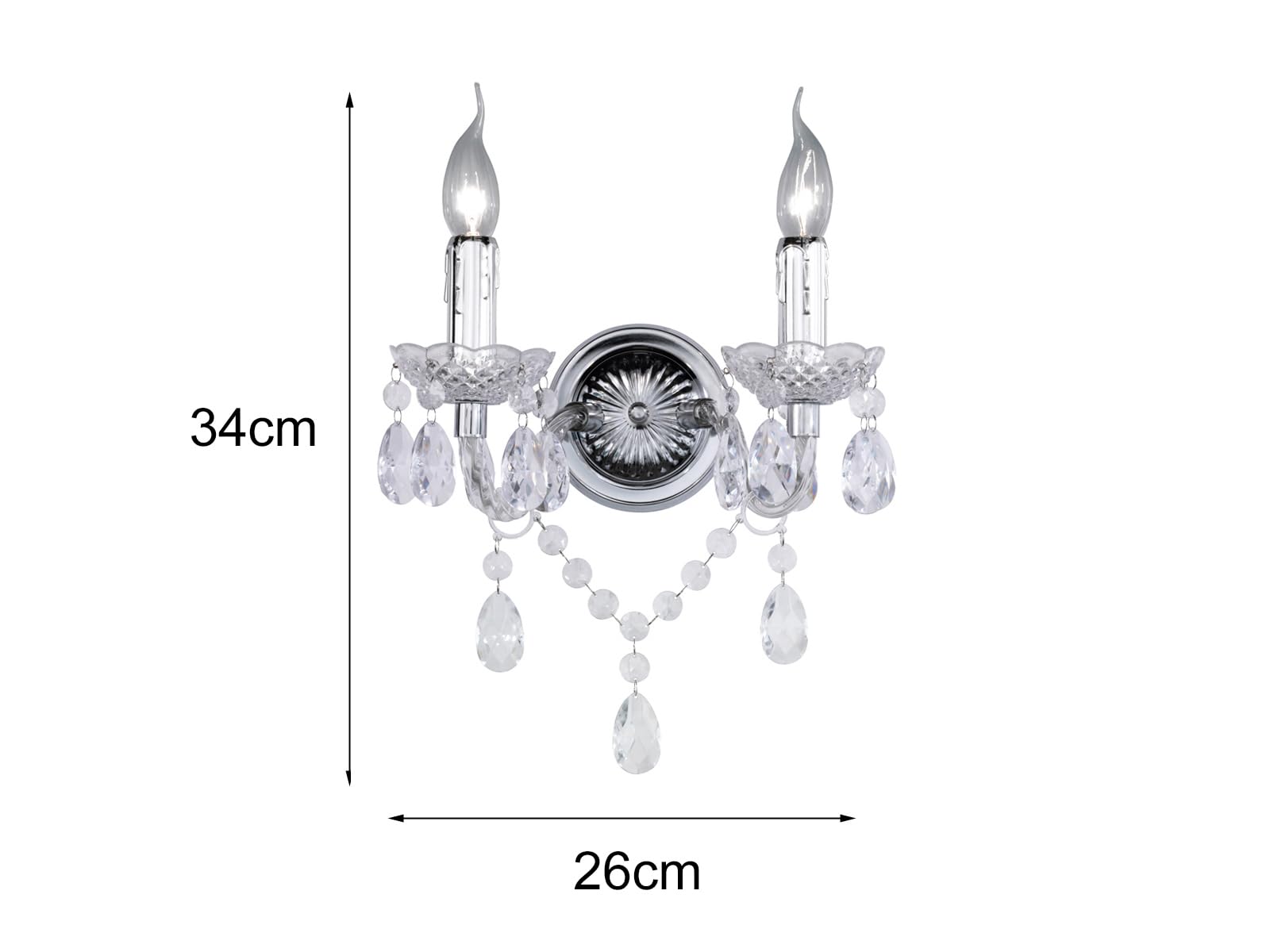 Reality R25072000 Lüster Applique, 40 W, Trasparente, Altezza 34 cm
