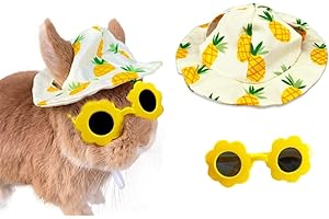 Cute Small Summer Hat and Glasses Costume Outfit Accessories for Pet Bunny...