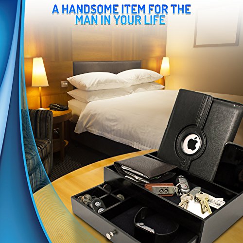 Mens Valet Tray For Men - Nightstand Organizer Catch All Edc Tray for Men Keeping Items Organized as a Docking Station for Men - Phone and Tablet Charging Station Organizer