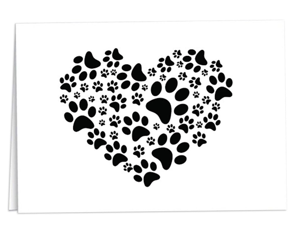 12 Paw Print Note Card Stationary - Thank You Cards With Envelopes- Dog, Cat, or Themed Blank Cards - Pet Sympathy Gifts for All Occasions -