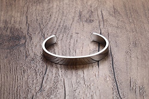 Mealguet MG--B--105S Men Women Cuff Bangle Bracelet : Minimalist Fashion Stainless Steel Plain Polished Finish Open Cuff Bangle Bracelets thumb #4