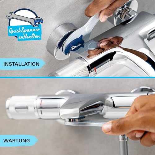 GROHE Start, Badewannenarmatur mit Werkzeug (Duscharmatur für Badewanne, Auto-Umstellung Wanne/Brause, integriertes Rücklaufventil, Metallhebel, S-Anschlüsse, Mischbatterie), chrom, 24206002