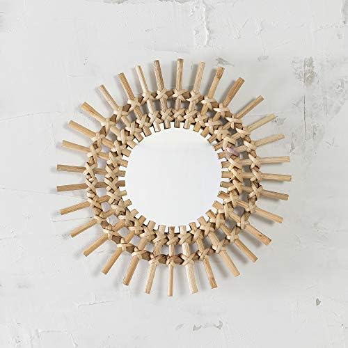 Rattan Mirror, Bohemian Mirror Frame Woven Mirror for Wall décor for Living Room, Bedroom, or Any Room décor. Round Rattan Mirror for Boho décor, Handmade Decorative Wicker Wall Mirror - 12 Inches