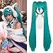 JoneTing 120CM/47inches Green Wigs【+Hair Cap】 Long Greenish Wig with 2 Ponytails for Women Long Straight Green Wigs with Bangs for Cosplay Wig Synthetic Hair for Halloween Christmas Party