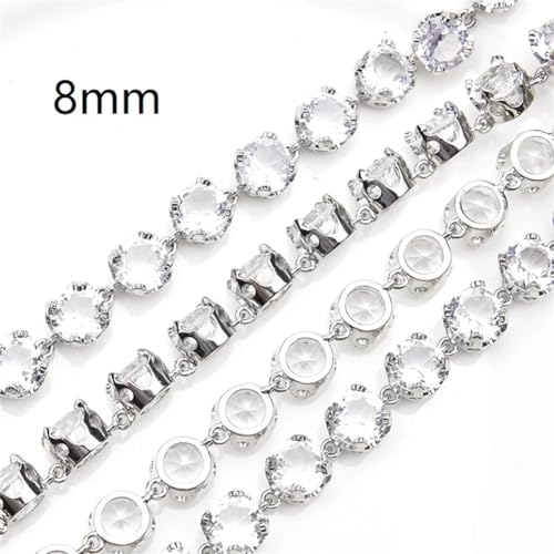 Chaîne à griffes strass 8mm cristal de 90 cm pour couture et création de collier - 7