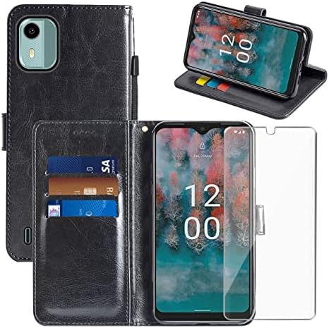 HAOYE Leather Folio Cover per Nokia C12 Premium Pelle PU Portafoglio