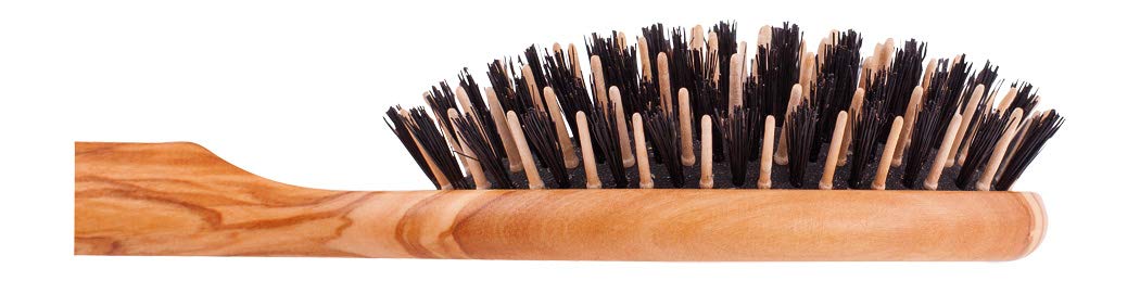 Redecker Wild Boar Bristle/Maple Pin Olivewood Hairbrush, 8-1/2-Inches