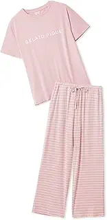 gelato pique(ジェラート ピケ) レーヨンロゴTシャツ&ボーダーロングパンツセットPWCT261367レディース