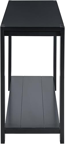 Miniatura 32 de Mesa consola de madera maciza de 48 pulgadas, mesa auxiliar moderna para sofá de entrada con 3 cajones de almacenamiento y 2 estantes. Fácil de