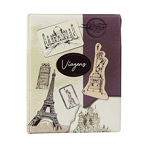 Álbum de Fotos 10x15 p/ 500 Fotografias Viagens c/Adesivos