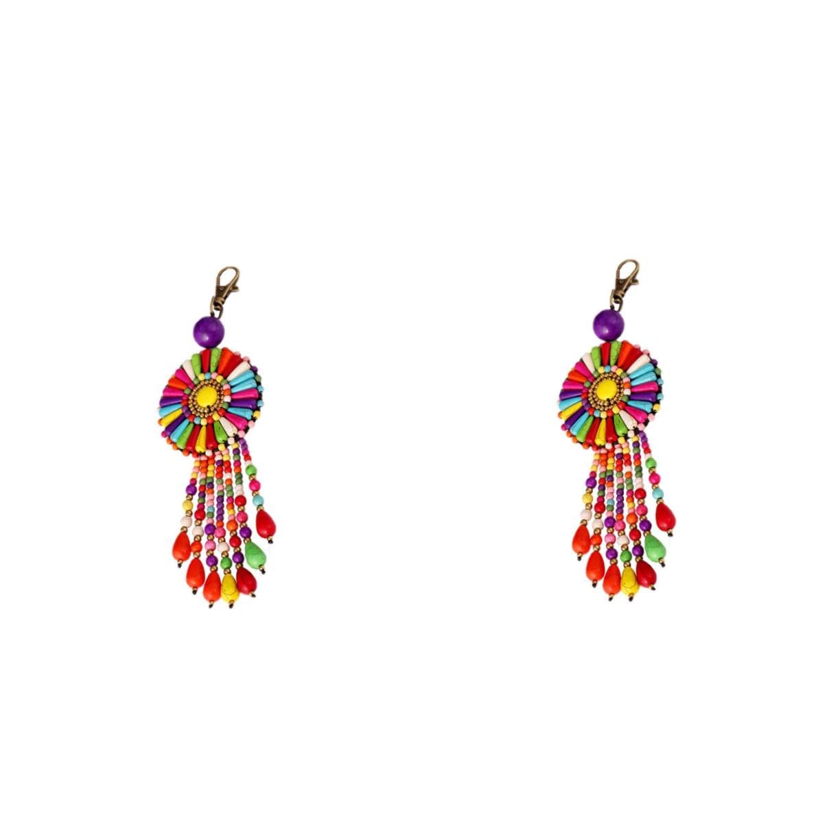 FOMIYES Handgefertigter Schlüsselanhänger Ethno Farbenfrohes Blumenmotiv Dekorativer Taschenanhänger für Frauen Einzigartiges Bohemian Design Verschenken Zufällige