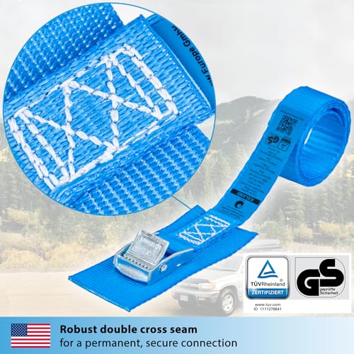 valonic Islândia - Tiras de amarração com almofada de proteção, 4 peças, 6 m x 2,5 cm, 499 kg, fivel