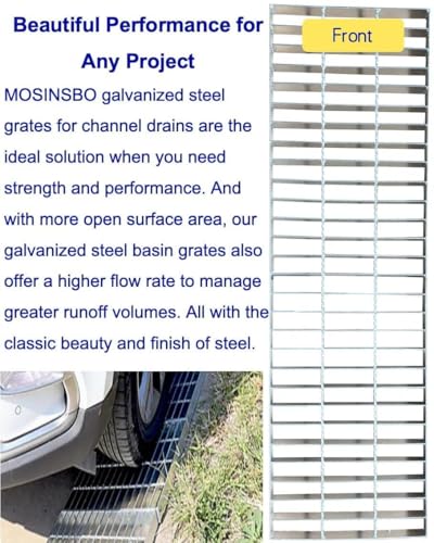 Image of Galvanized Steel Drain Grate, Driveway Channel Cover 40x12 in