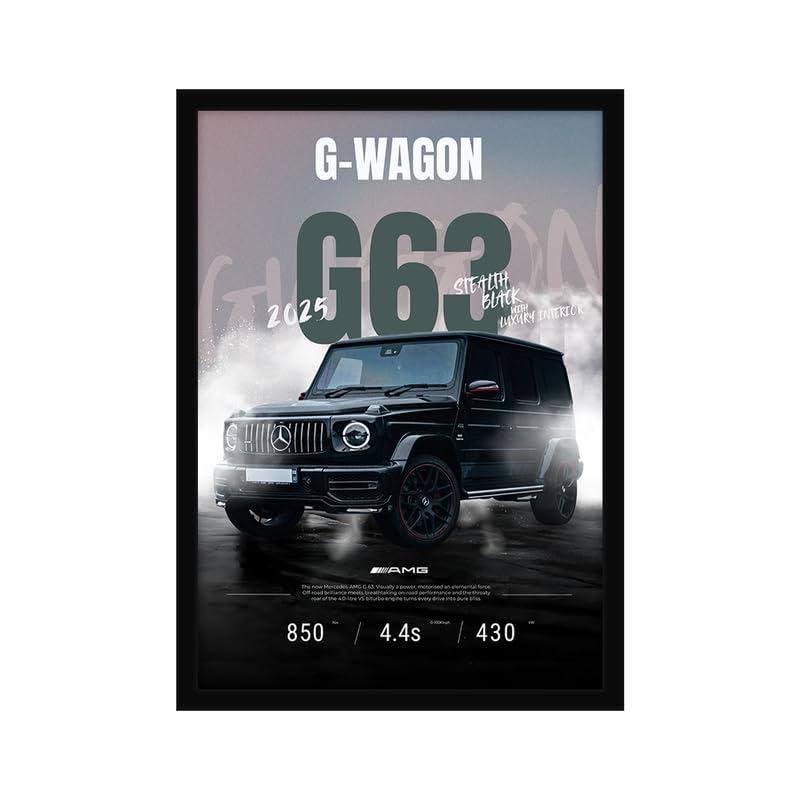Image of CodersParadise G-Wagon G63 Stealth Edition Poster Frame | Premium A4 Framed Wall Art for Bedroom, Office & Gaming Setup | Luxury SUV Aesthetic Decor for Car Enthusiasts