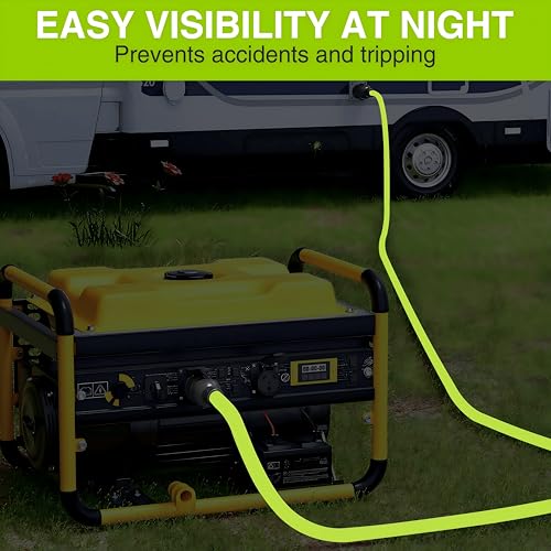 Image of Nilight 25FT 30 Amp Generator Extension Cord 10 /3 Gauge L14-30P to L14-30R | 125V Heavy Duty Pure Copper STW Wire UL ETL Listed 3 Prong Weatherproof Suit for Camper Outdoor Use Bright Green